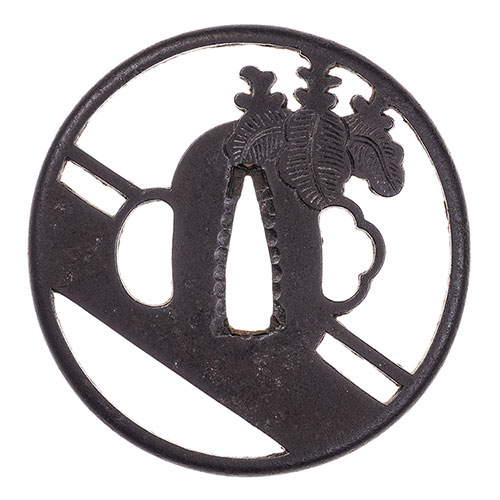 銘江府住 赤尾吉次 桐ニ引透鍔