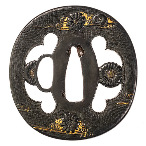 加賀金工 菊水図鍔 