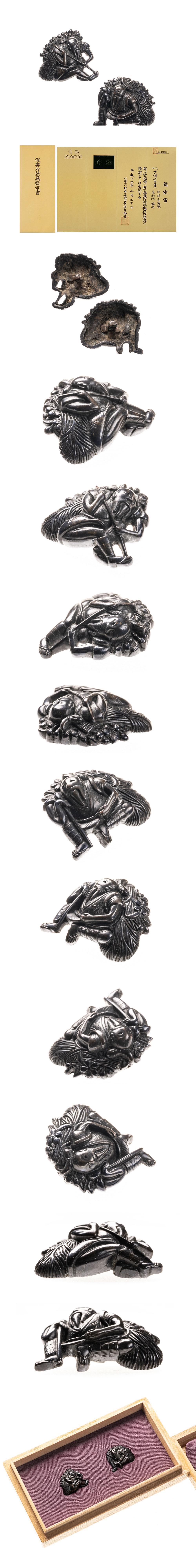 古後藤 芝刈図目貫 保存刀装具