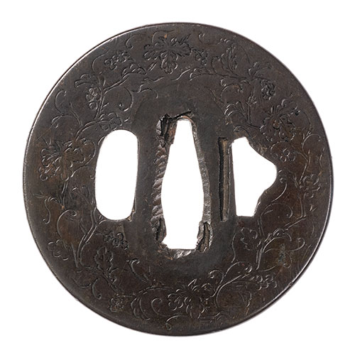 古金工 蔦唐草春秋水面図鍔