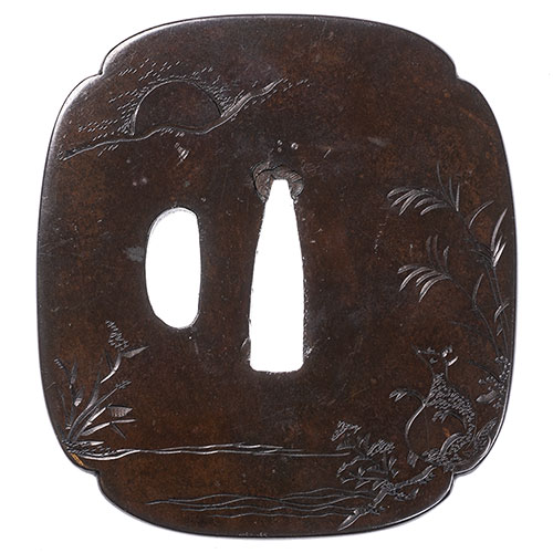 水戸 月夜狸図鍔