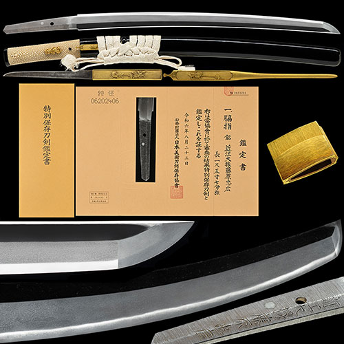  近江大掾藤原忠広 時代黒蝋色塗鞘合口拵入 究極の美しい小糠肌に匂深い中直刃地刃明るく冴える傑作 一尺五寸七分